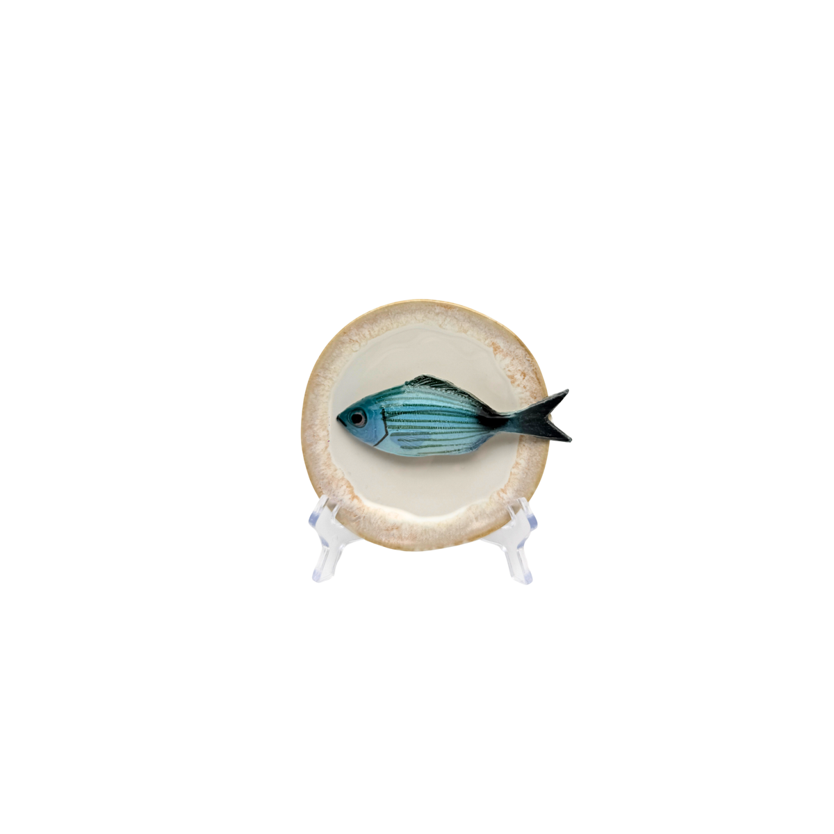 Occhiata piccolo op champagne kleur bord met zandkleurige rand, 12 cm
