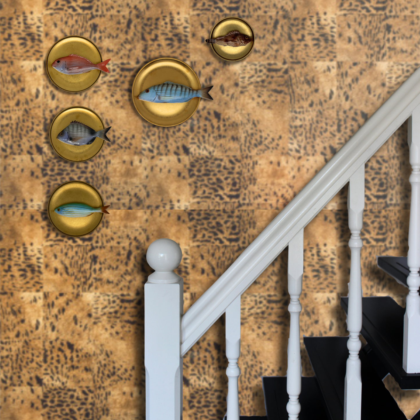 Pagello op antiek gouden bord, 16cm rond