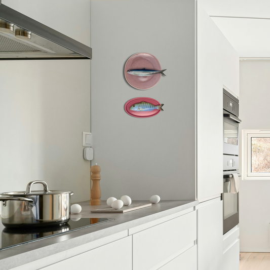 Marmora op een ovaal roze bord, 22 x 11 cm