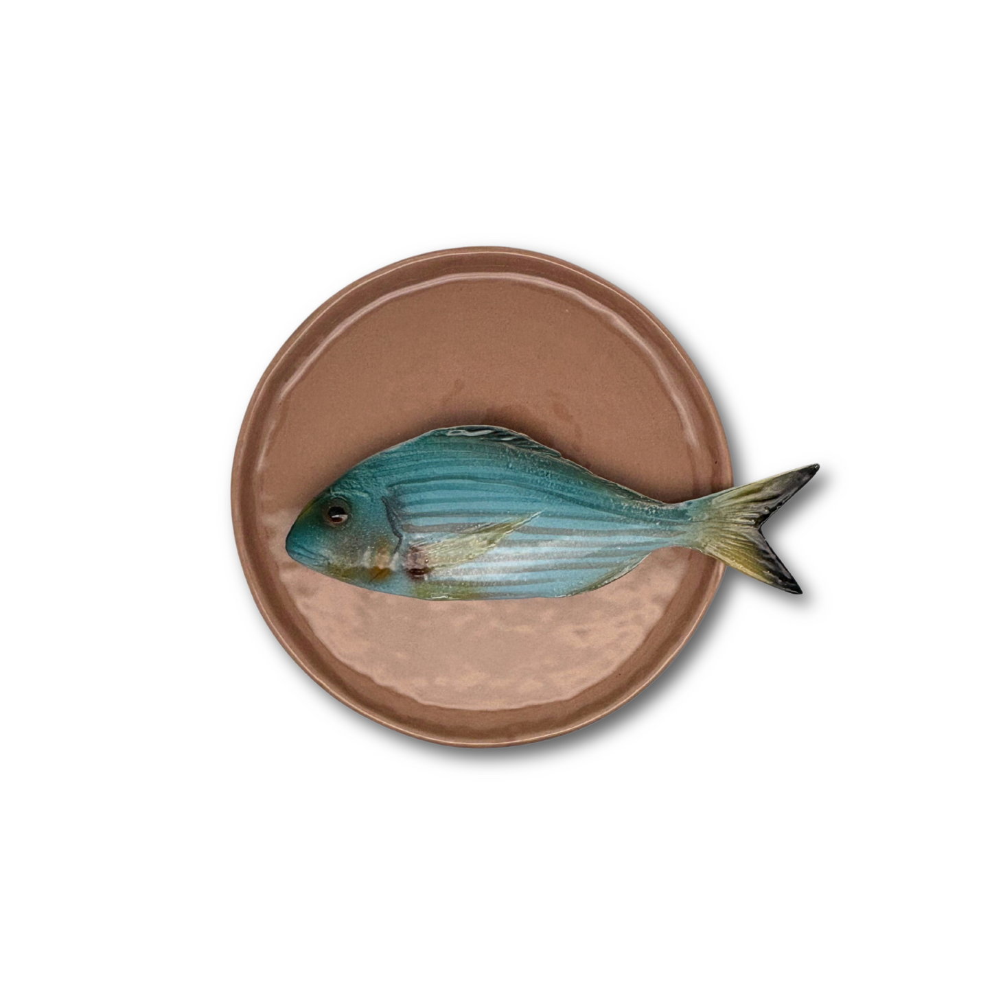 Orata medio op zalm kleur bord, 20 cm rond