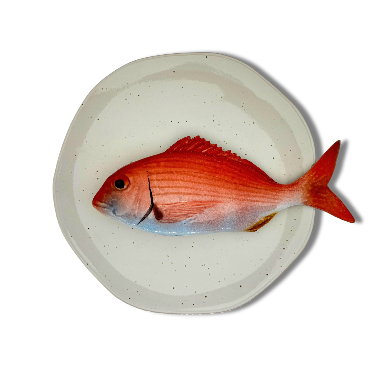 Pagro op kiezel/grijs hoekig bord, 26 cm