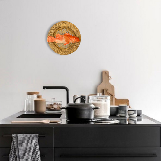 Cipolla op Rotan gevlochten bord, rond 30 cm