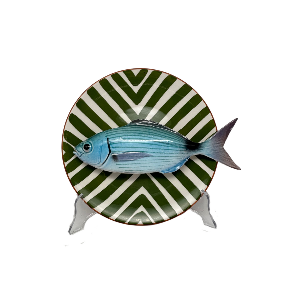 Occhiata op een groen zigzag motief bord, 22cm rond