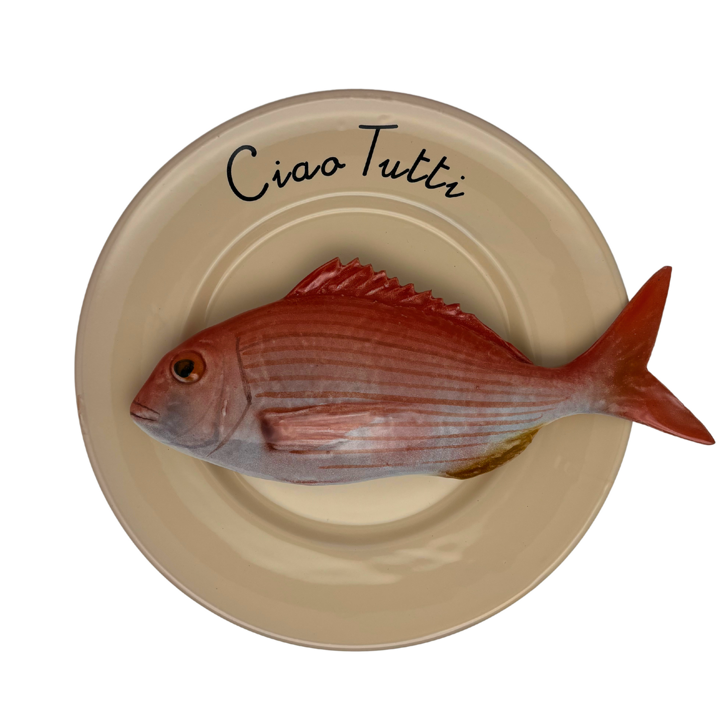 Pagro op camel/zand bord "Ciao Tutti", 23 cm rond