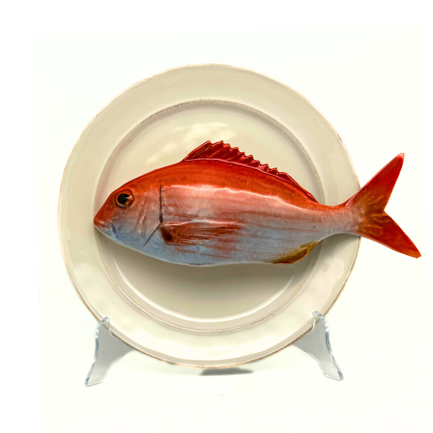 Pagro op wit/crème kleur bord met rand, 24 cm rond