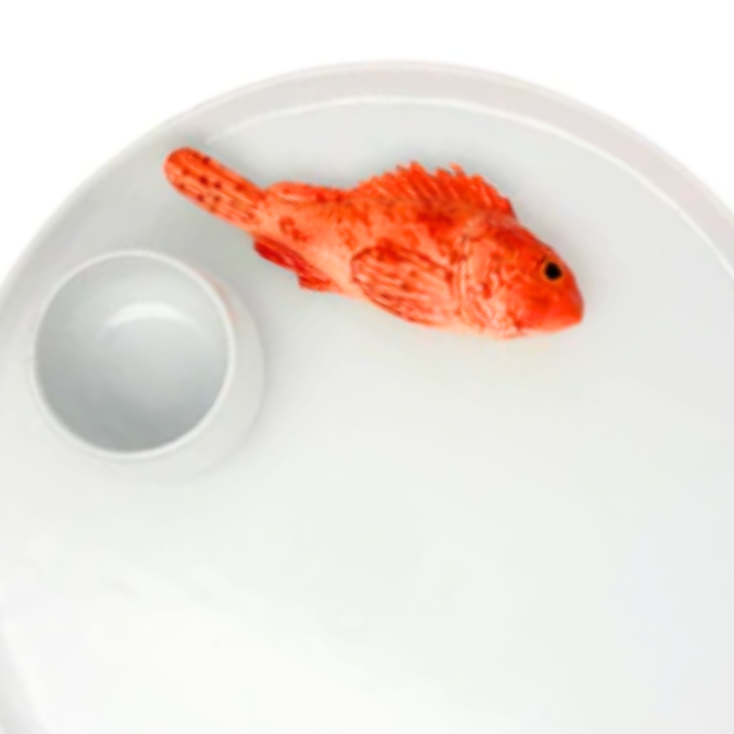 Serveer/borrelbord wit met scorfano en dipbakje, 27cm rond