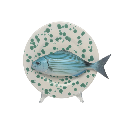 Occhiata op wit met groen verfspatten bord, 22 cm