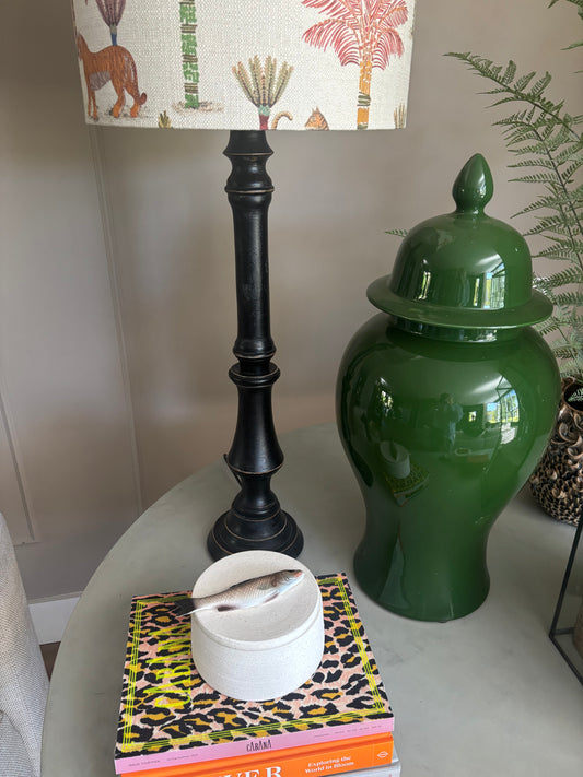 Spigola - Decoratief keramiek pot met deksel, 15 cm rond, handgemaakt