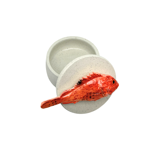 Scorfano - Decoratief keramiek potje met deksel, 11,5 cm rond, handgemaakt