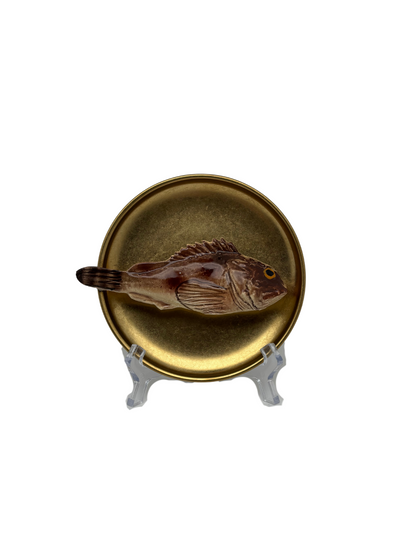 Scorfano Marrone op antiek gouden bord, 13.5 cm rond