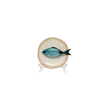Occhiata piccolo op champagne kleur bord met zandkleurige rand, 12 cm