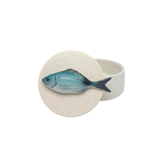 Occhiata Piccolo - Decoratief keramiek potje met deksel, 11,5 cm rond, handgemaakt