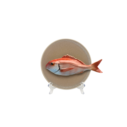 Pagello op een beige kleur bordje, 16cm rond