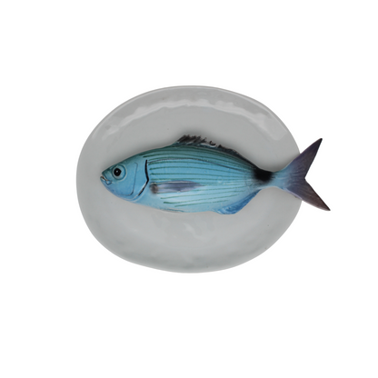 Occhiata op ovaal wit bord, 22X19cm