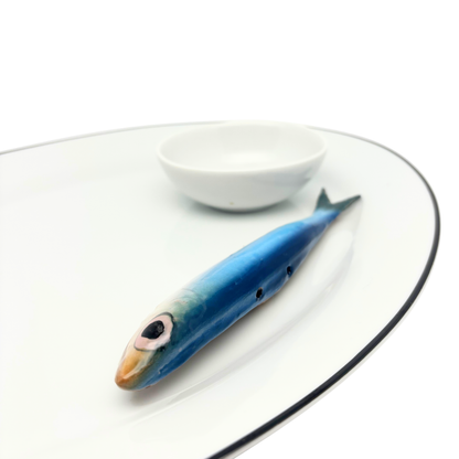 Haring/Alaccia Borrelbord met dipbakje - Ovaal wit serveerbord 35x24cm