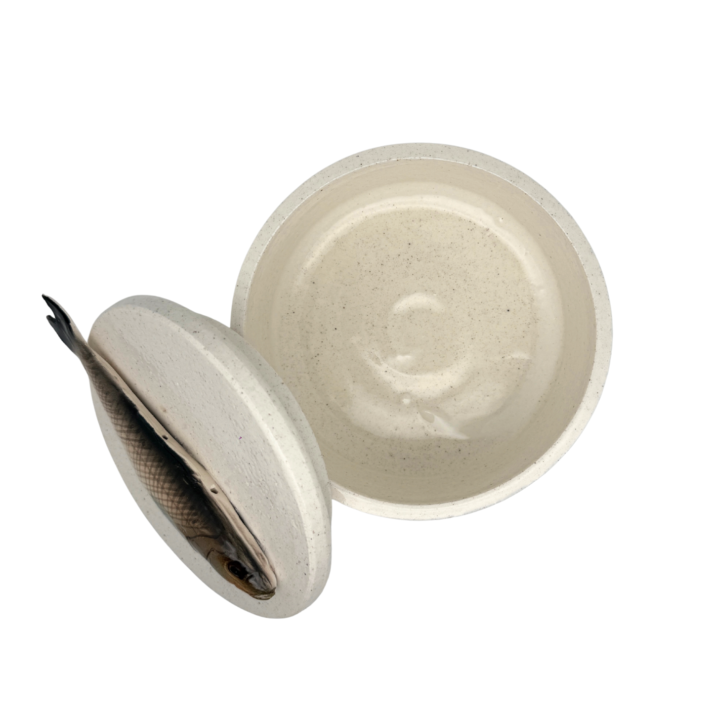 Spigola - Decoratief keramiek pot met deksel, 15 cm rond, handgemaakt