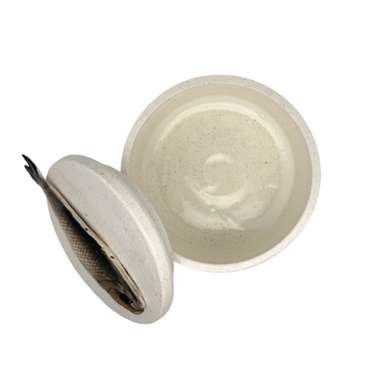 Spigola - Decoratief keramiek pot met deksel, 15 cm rond, handgemaakt