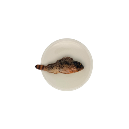Scorfano Marrone op een beige bordje met lichte rand, 15 cm
