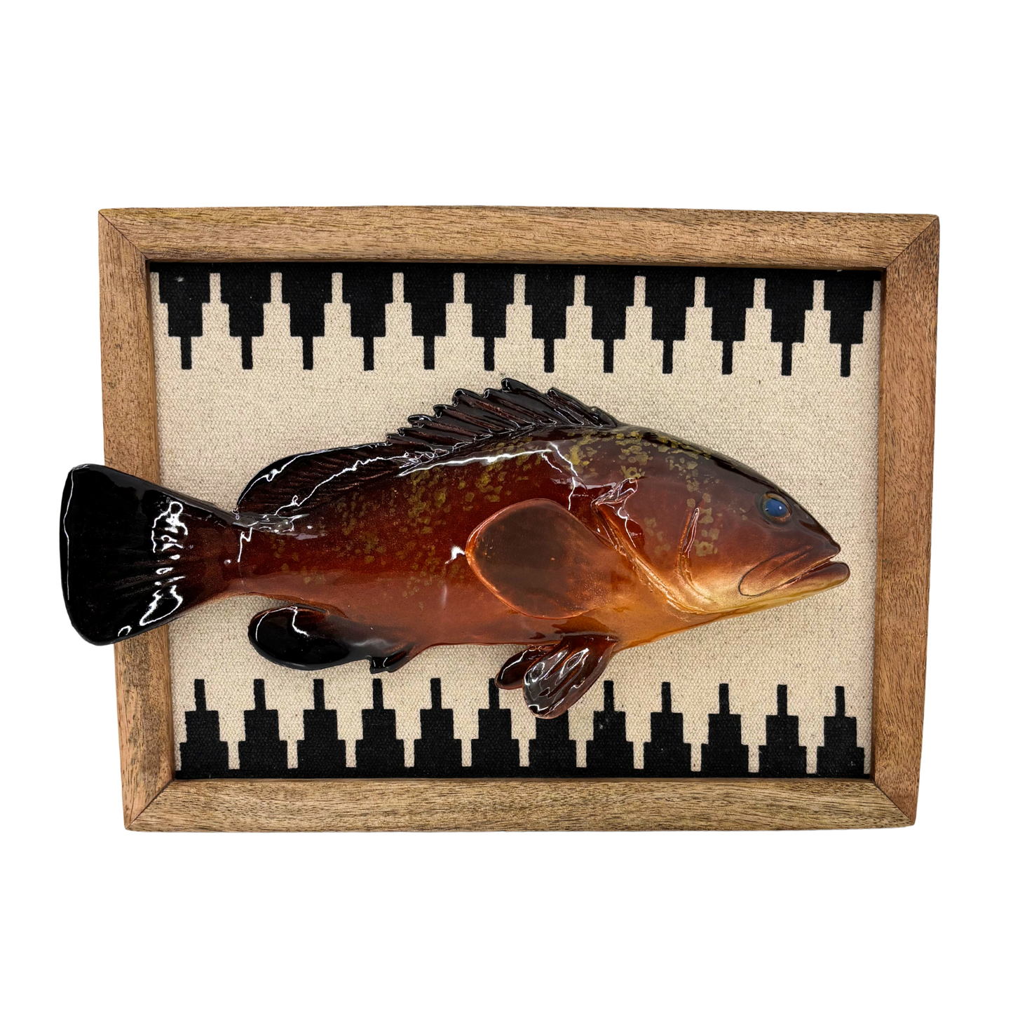 Cernia multo grande in een gestoffeerd houten lijst, 40X31cm