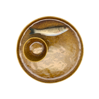 Spigola medio Borrelbord met dipschaaltje - bruin/goud 27cm