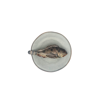 Scorfano Marrone op kiezel kleur bordje, 13cm