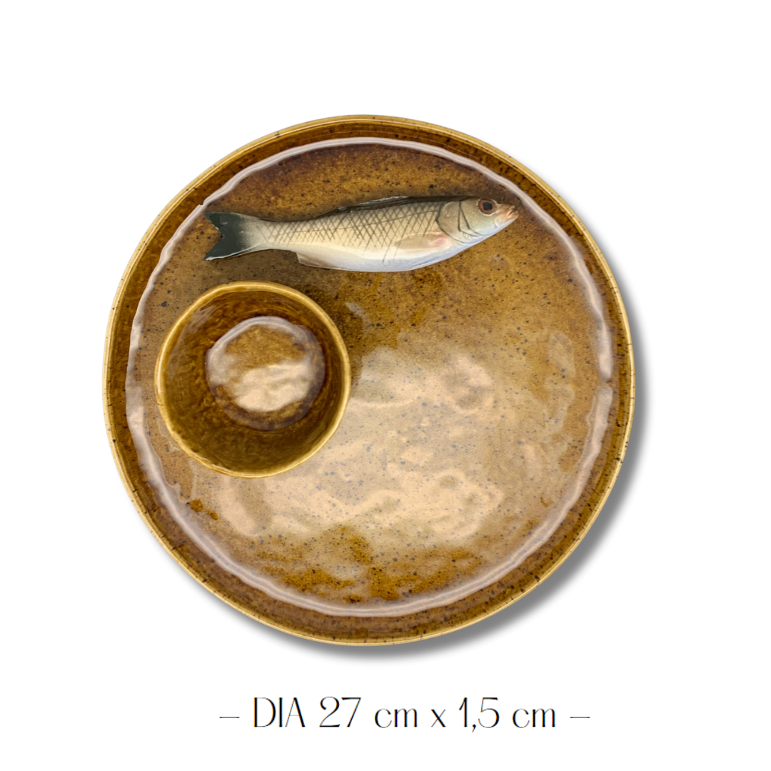 Borrelbord Spigola medio bruin,  27cm rond