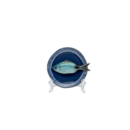 Occhiata piccolo op oceaanblauw bord met lichte rand, 12 cm doorsnee