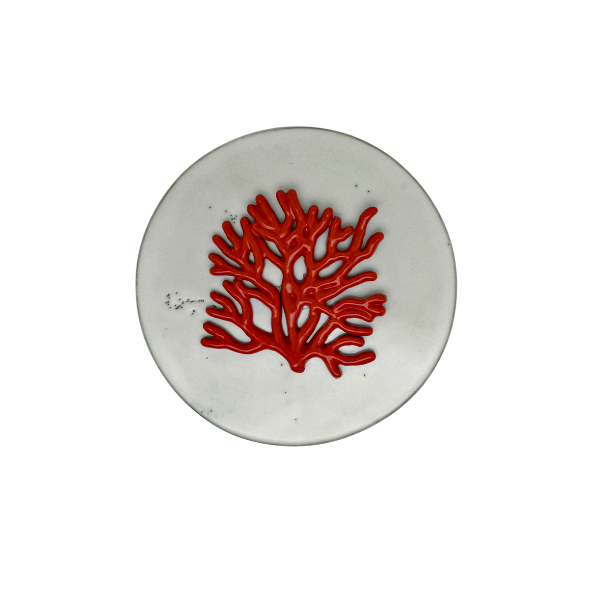 Koraal - Decoratief keramiek handgemaakt vergrijsd wit, sierdoos met deksel rond, 18 cm