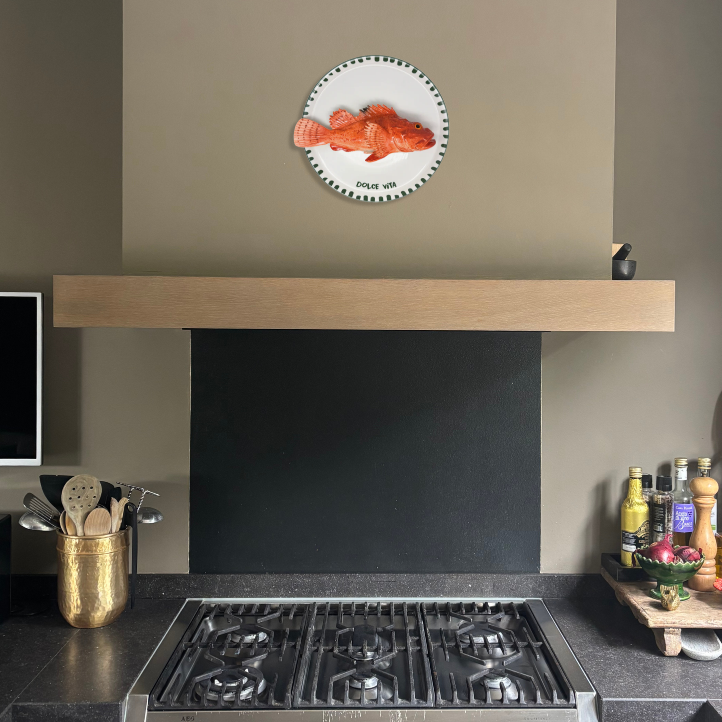 Cipolla op 'Dolce Vita" groen bewerkt bord, 31 cm