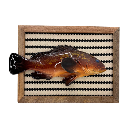 Cernia multo grande in een gestoffeerd houten lijst streep, 40X31cm