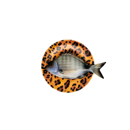 Sarago medio op panter print bord, 14 cm rond