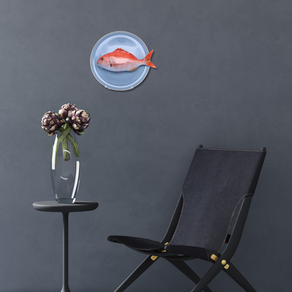 Pagro op licht blauw bord,  26 cm rond