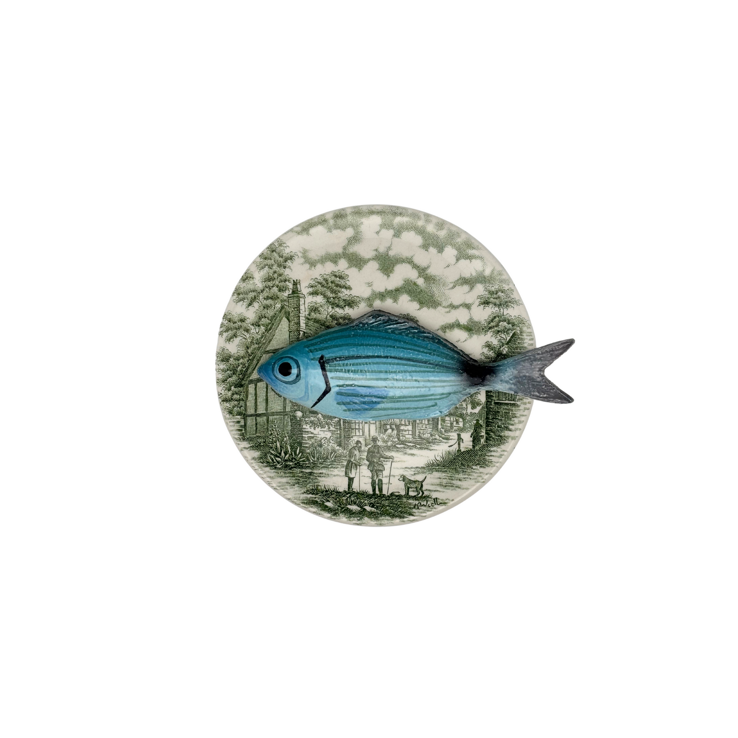 Occhiata piccolo op vintage groen bordje, 12 cm rond