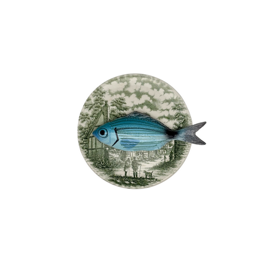 Occhiata piccolo op vintage groen bordje, 12 cm rond