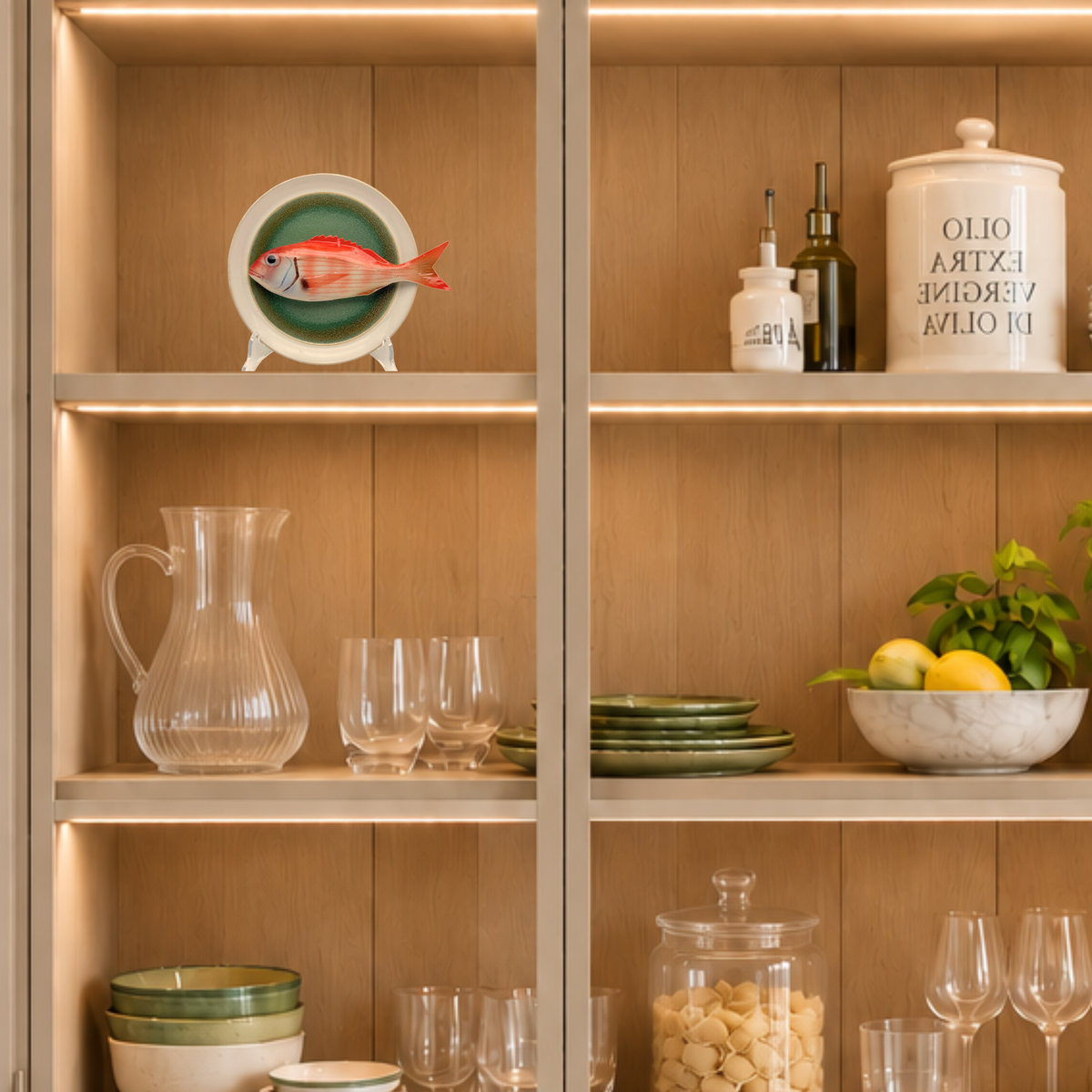 Pagello op groen bord met lichte rand, 17 cm rond