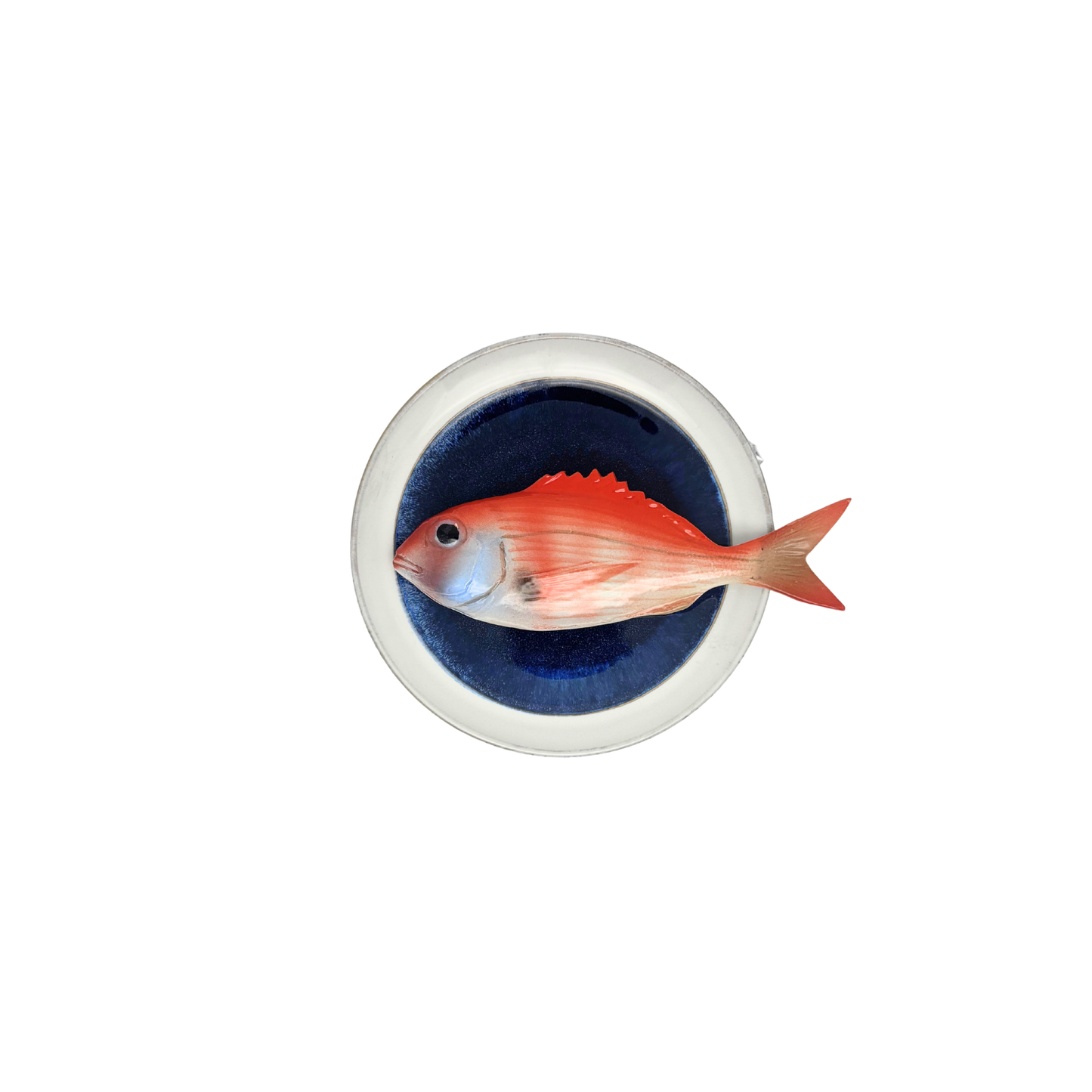 Pagello op blauw bord met lichte rand, 17 cm