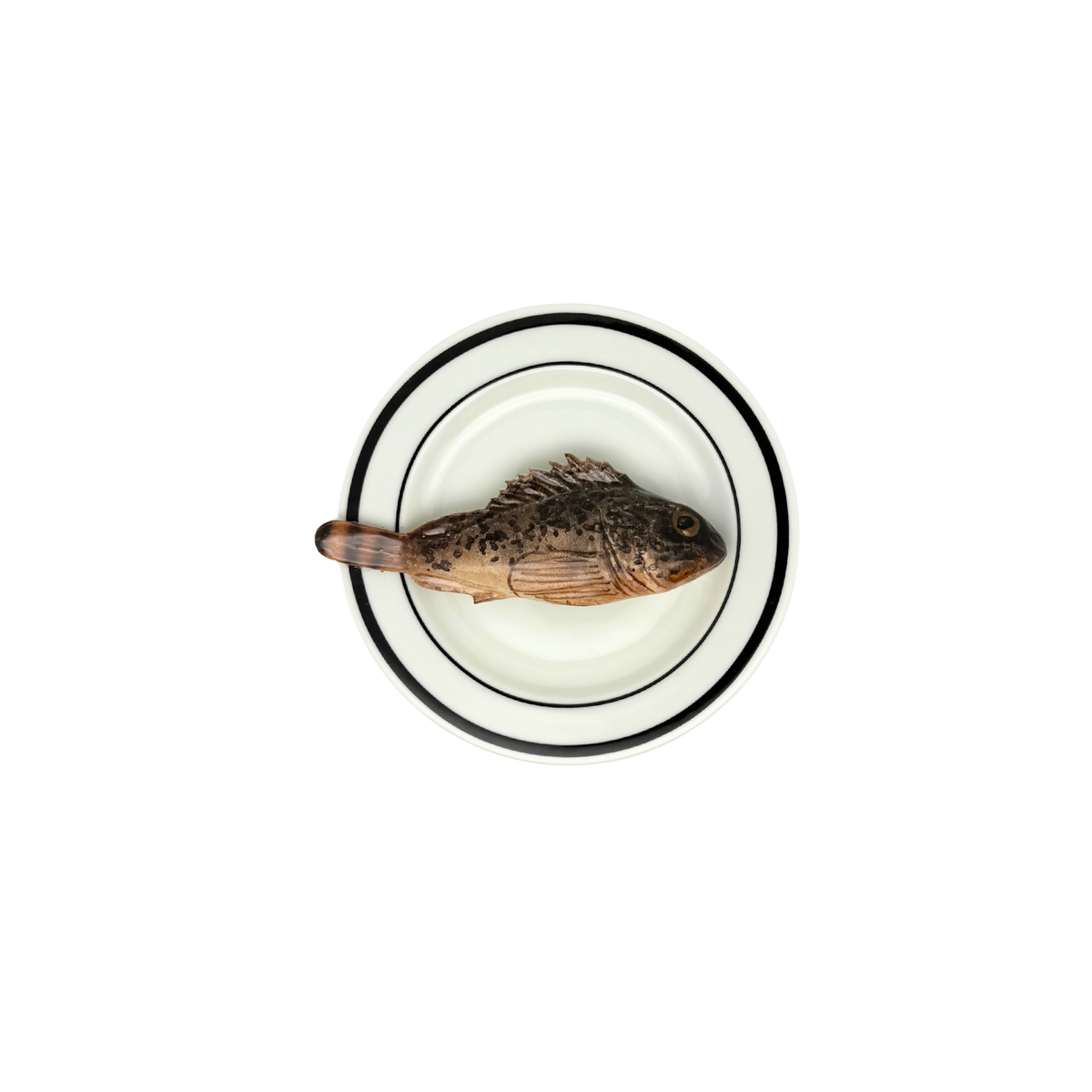 Scorfano Marrone op wit bord met dubbele zwarte rand, bord 15 cm