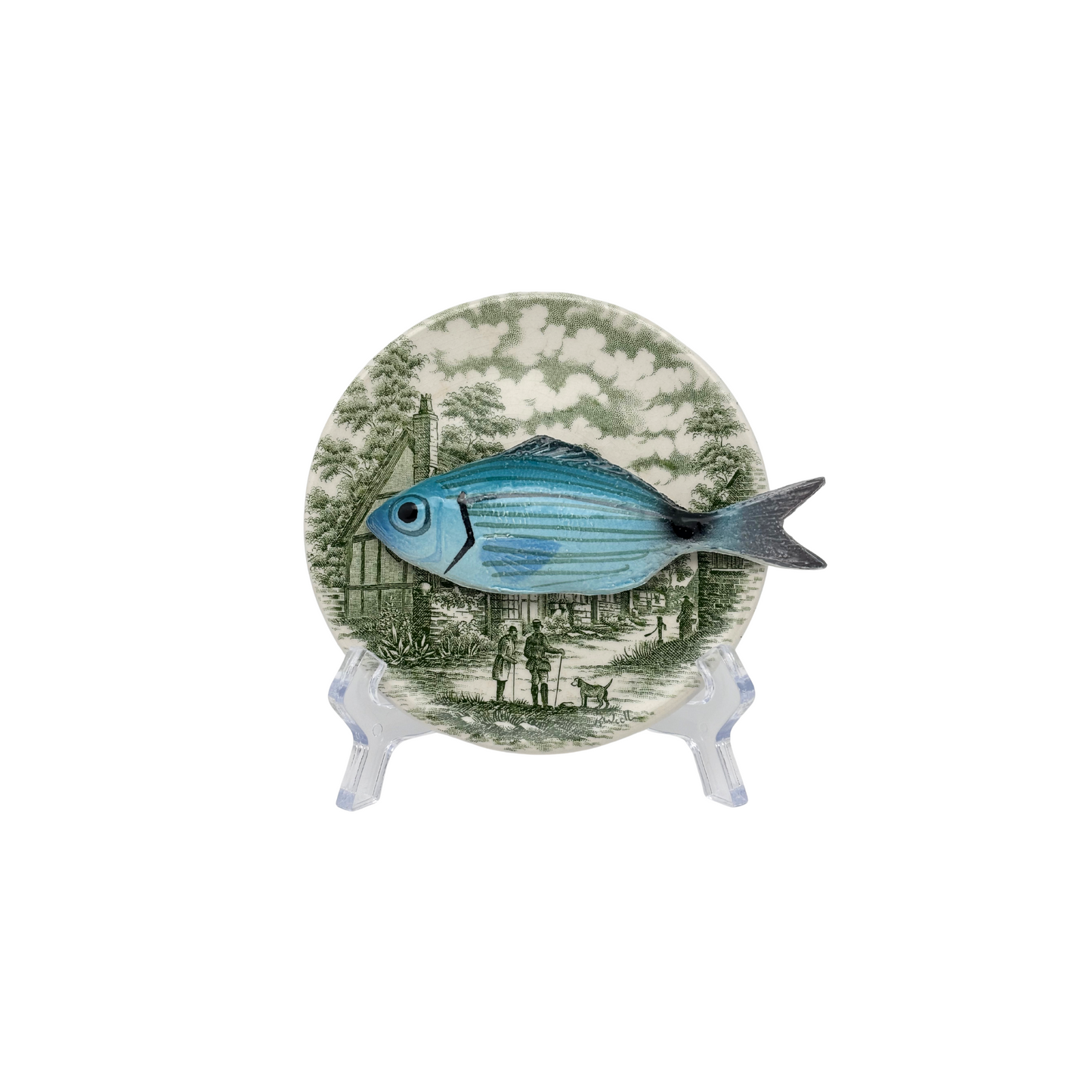 Occhiata piccolo op vintage groen bordje, 12 cm rond