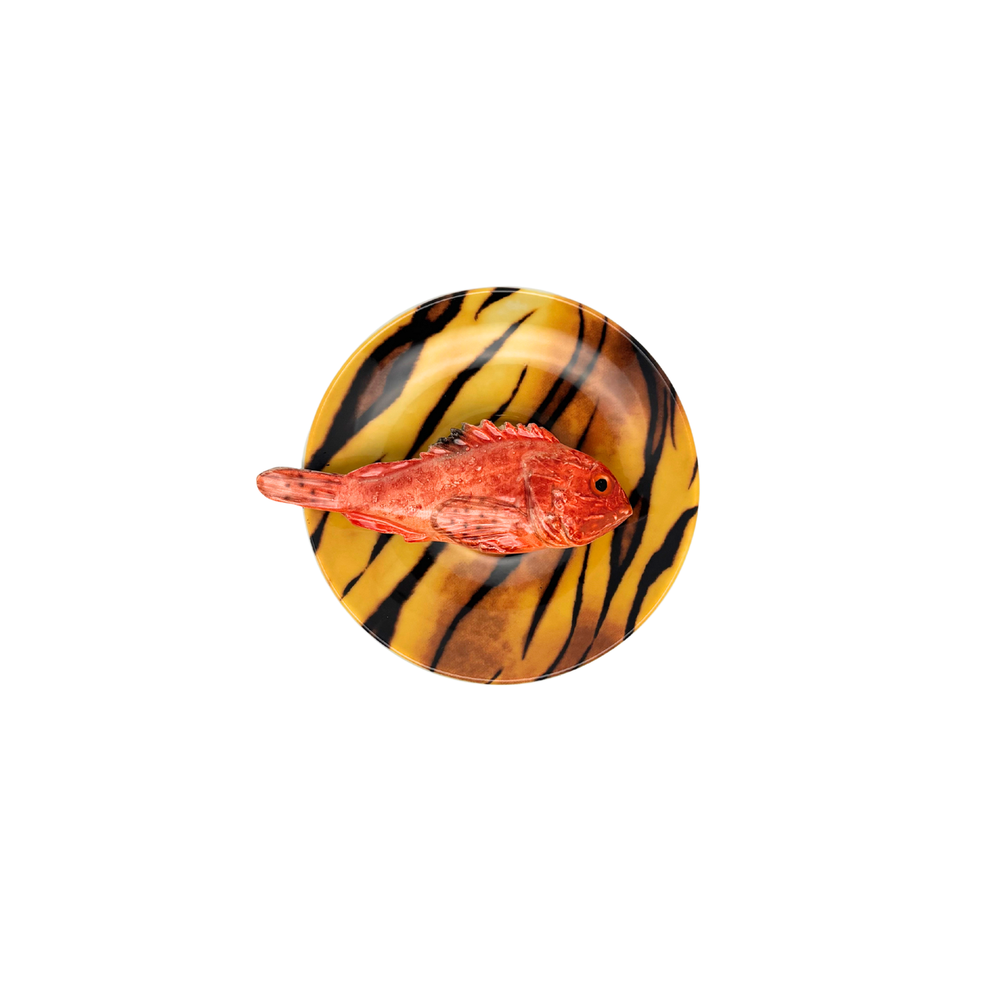 Scorfano op tijger print bord, 14 cm rond