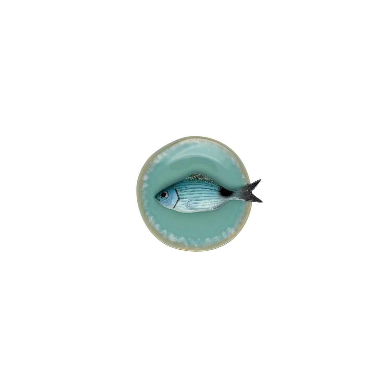 Occhiata piccolo op mint turquoise bordje met lichte rand, 12 cm rond