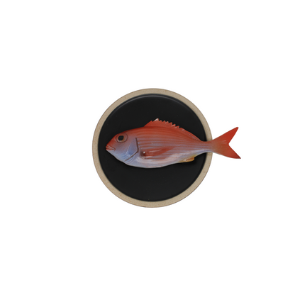 Pagello op zwart bordje met lichte rand, 15,5 cm rond