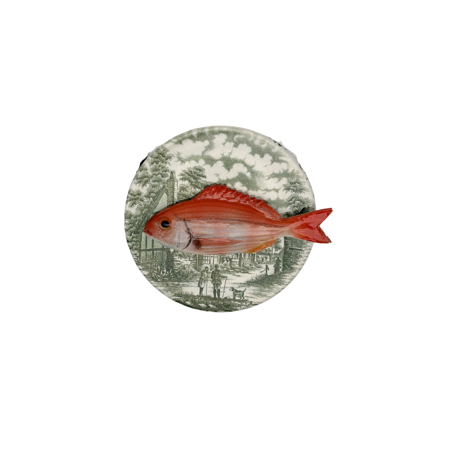 Pagello piccolo op vintage groen bordje, 12 cm rond