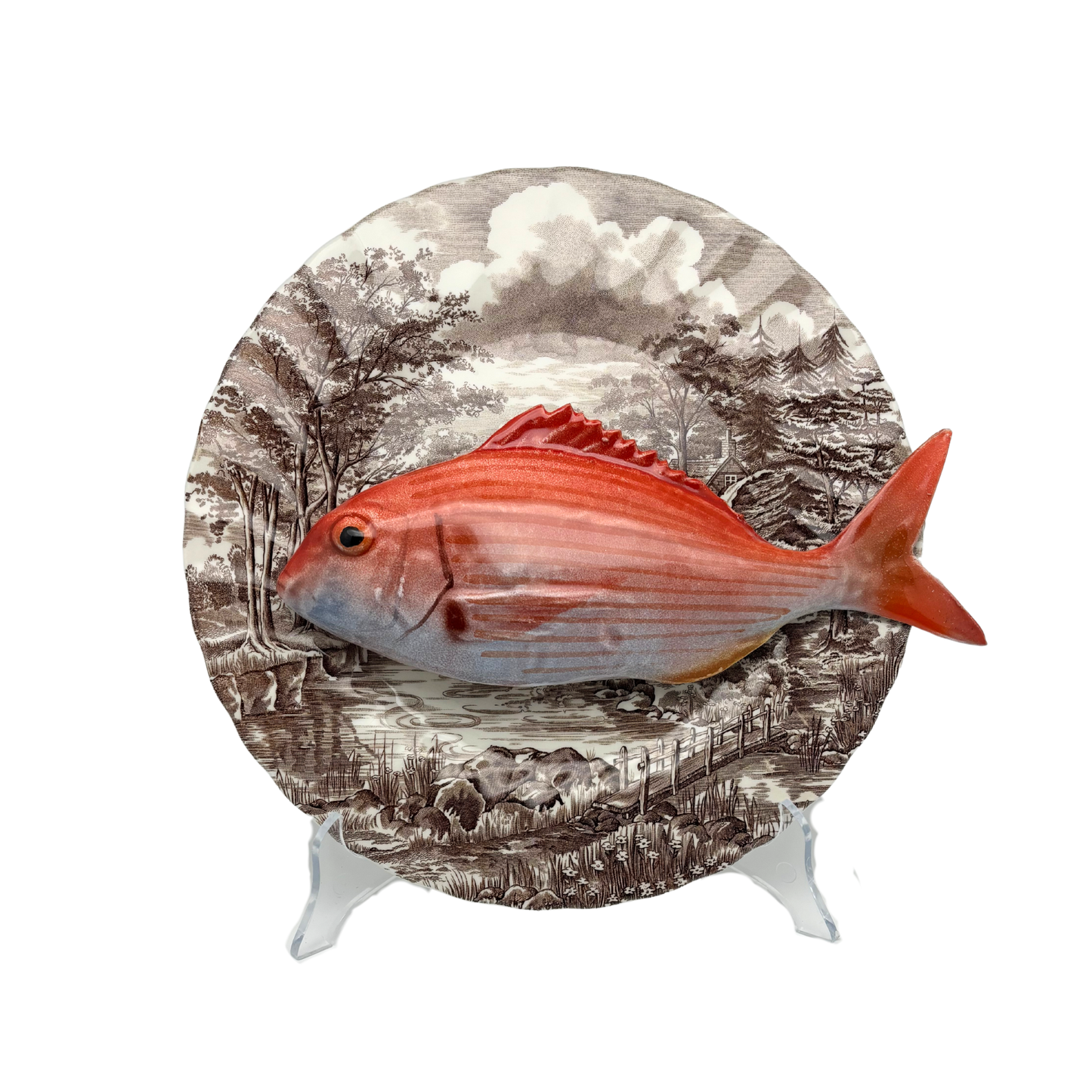 Pagro op bruin vintage bord, 26 cm rond