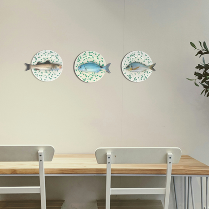 Spigola op wit met groen verfspatten bord, 22 cm