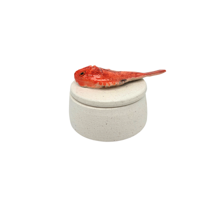 Scorfano - Decoratief keramiek potje met deksel, 11,5 cm rond, handgemaakt