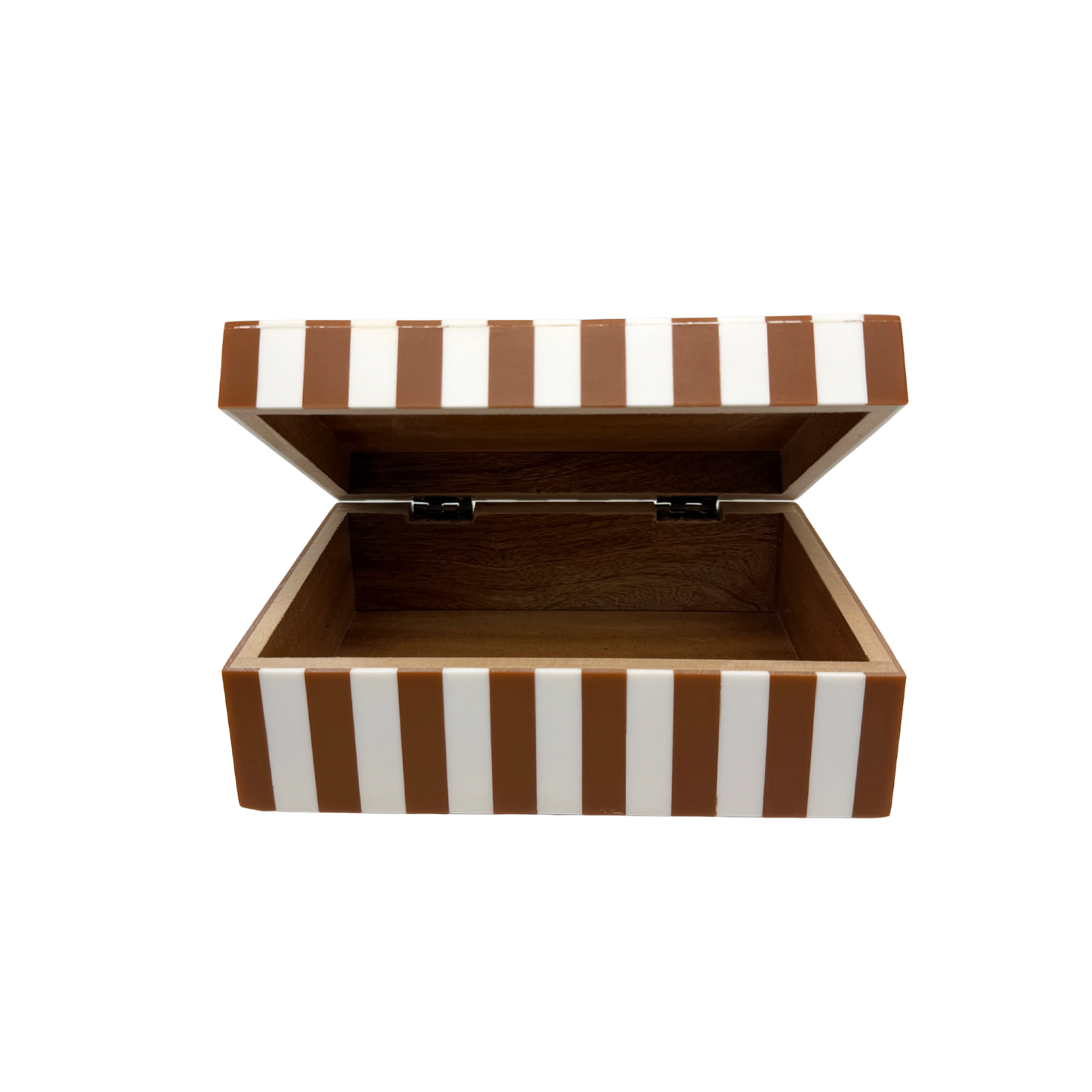 Sarago medio op bruin met wit gestreept opbergbox, L18XB12,5XH7 cm
