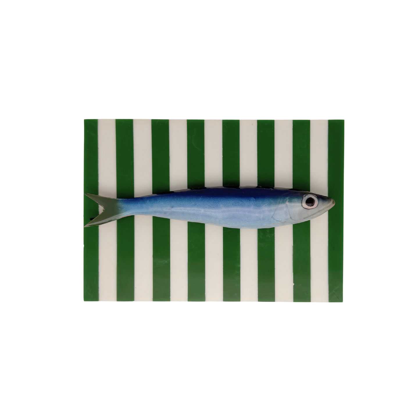 Sardine op groen met wit gestreept opbergbox, L18XB12,5XH7 cm