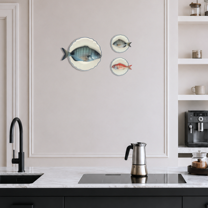 Pagello op wit bord met blauwe geschulpte rand 17 cm