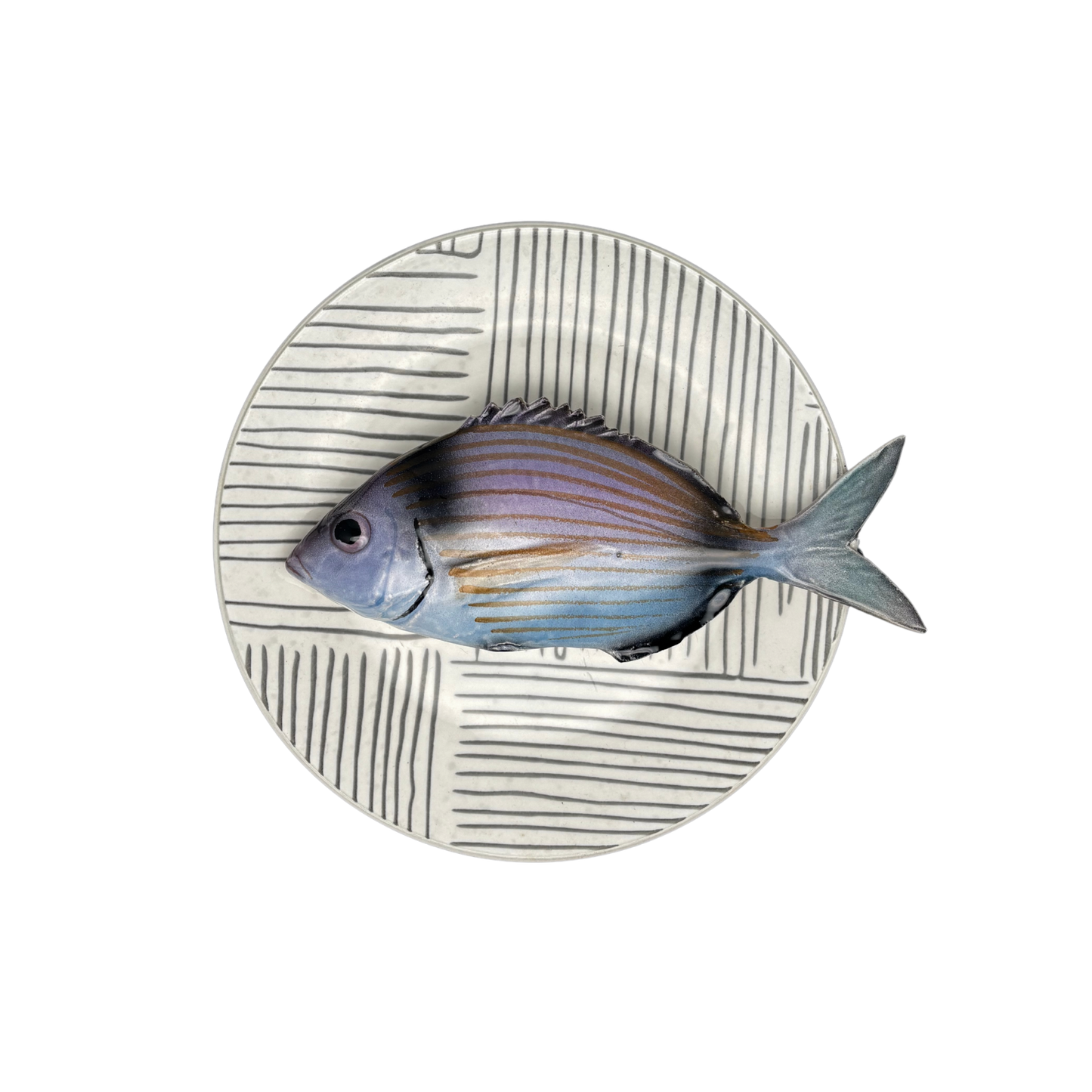 Viatora op bord met grijze streep decoratie, 20 cm