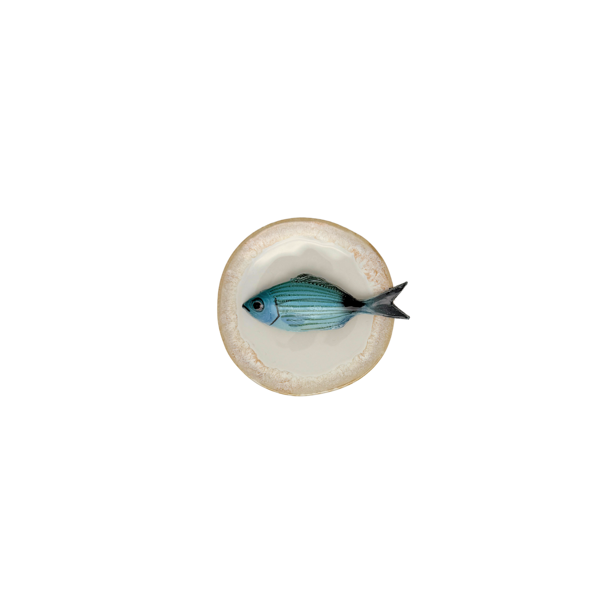 Occhiata piccolo op champagne kleur bord met zandkleurige rand, 12 cm